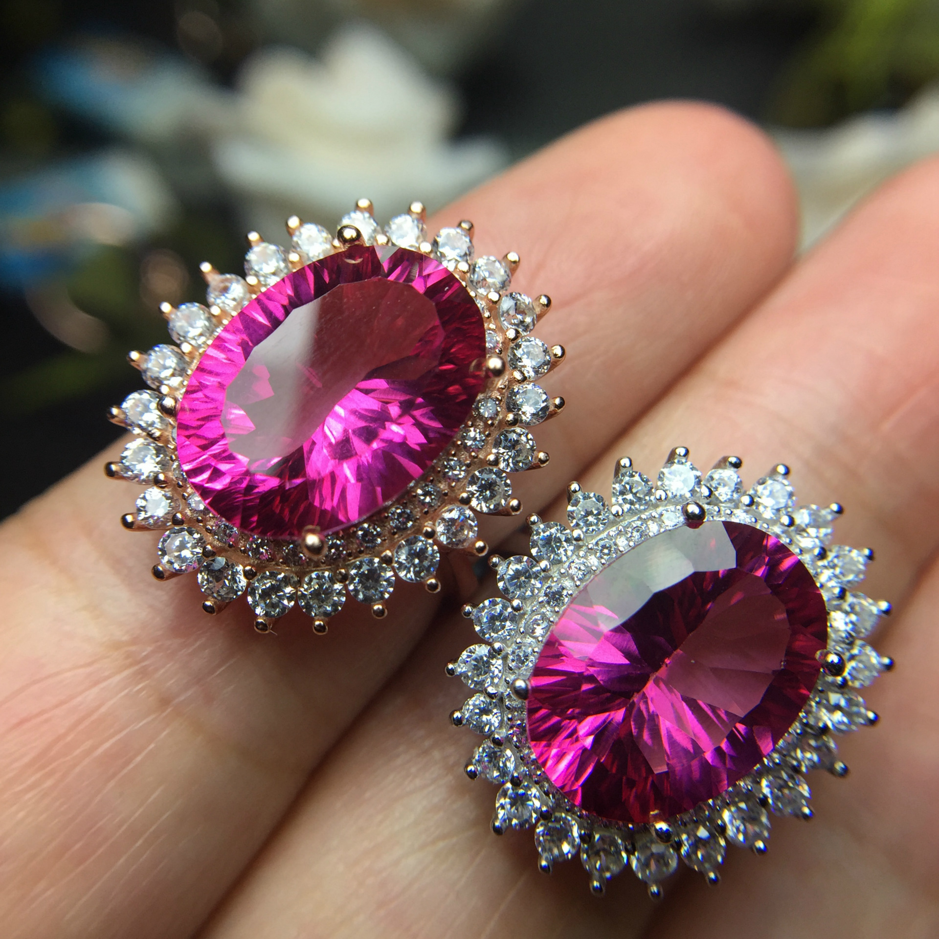 彩宝首饰 925银镶天然千禧工粉托帕戒指 造型简约大方 女士礼品