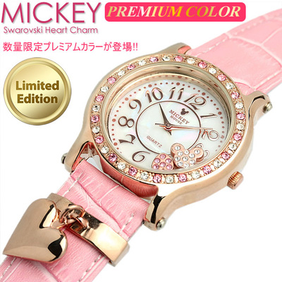 正品迪士尼mickey女士皮带水钻石英表出口定制米奇手表