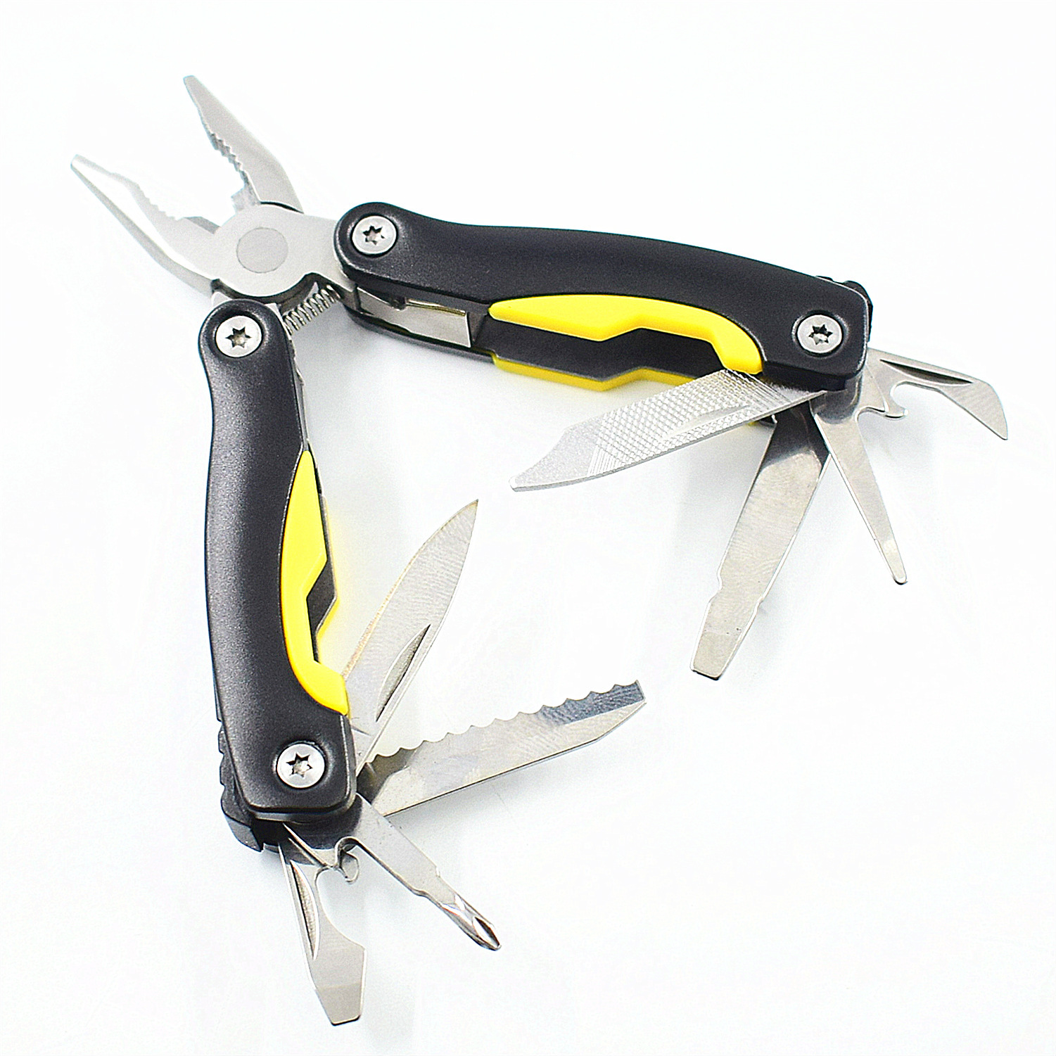 材质: 钳子2cr13 砂光, 刀等部件滚光,手柄铝合金 开合顺畅 闭合尺寸