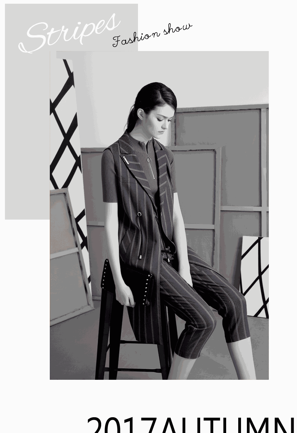 gebang哥邦女装2017秋季显瘦条纹穿搭