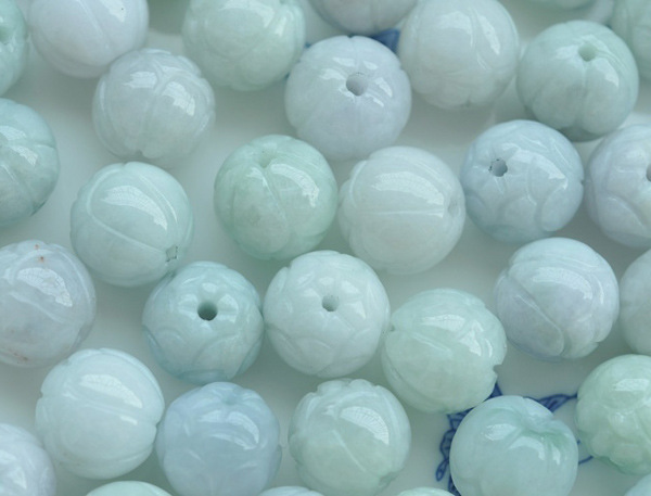 批发天然玉石翡翠a货珠子散珠 冰糯种8-13mm莲花珠子手链项链