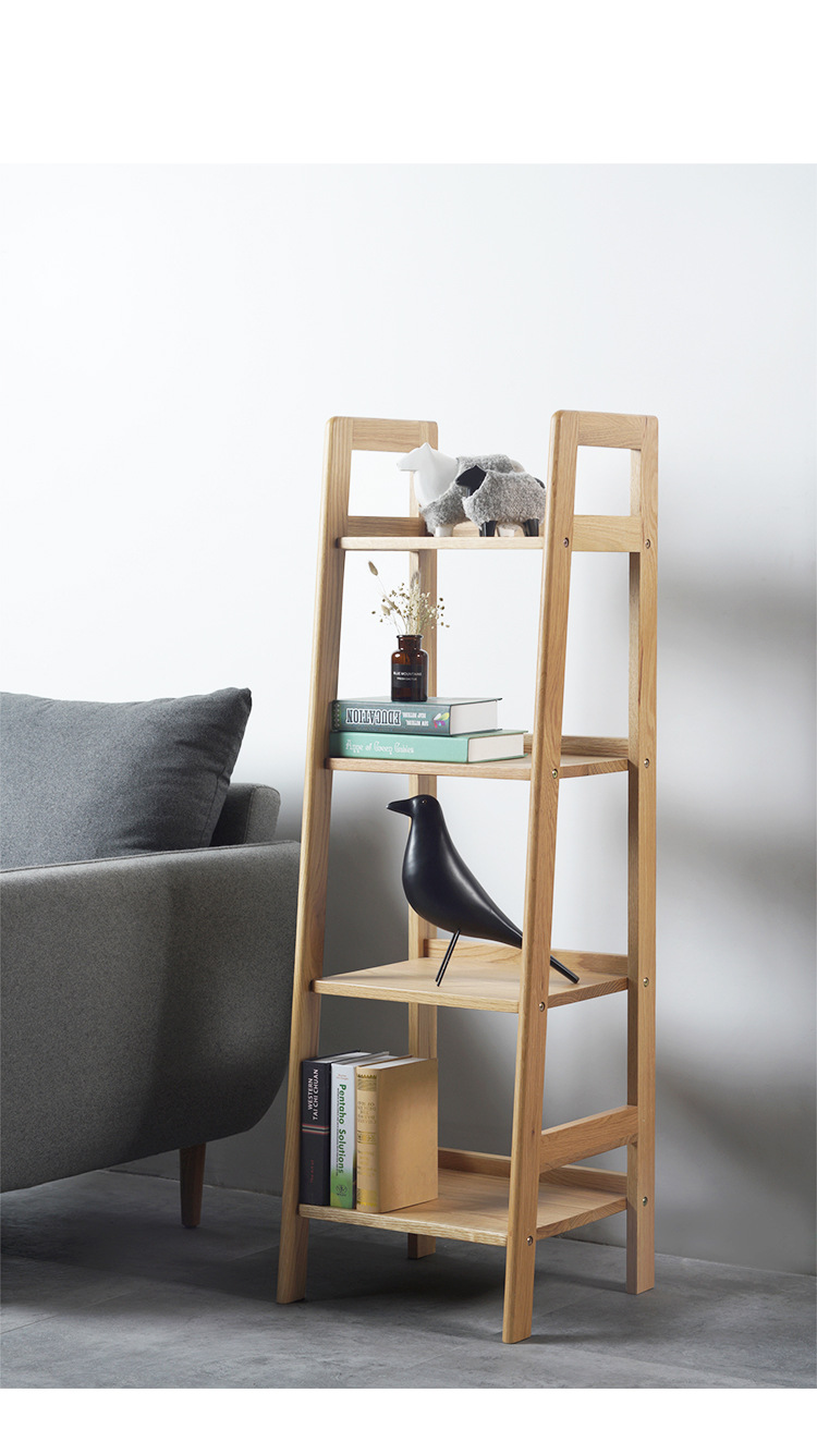 创意阶梯实木置物架 落地 多层架 梯形隔板书架 收纳储物架