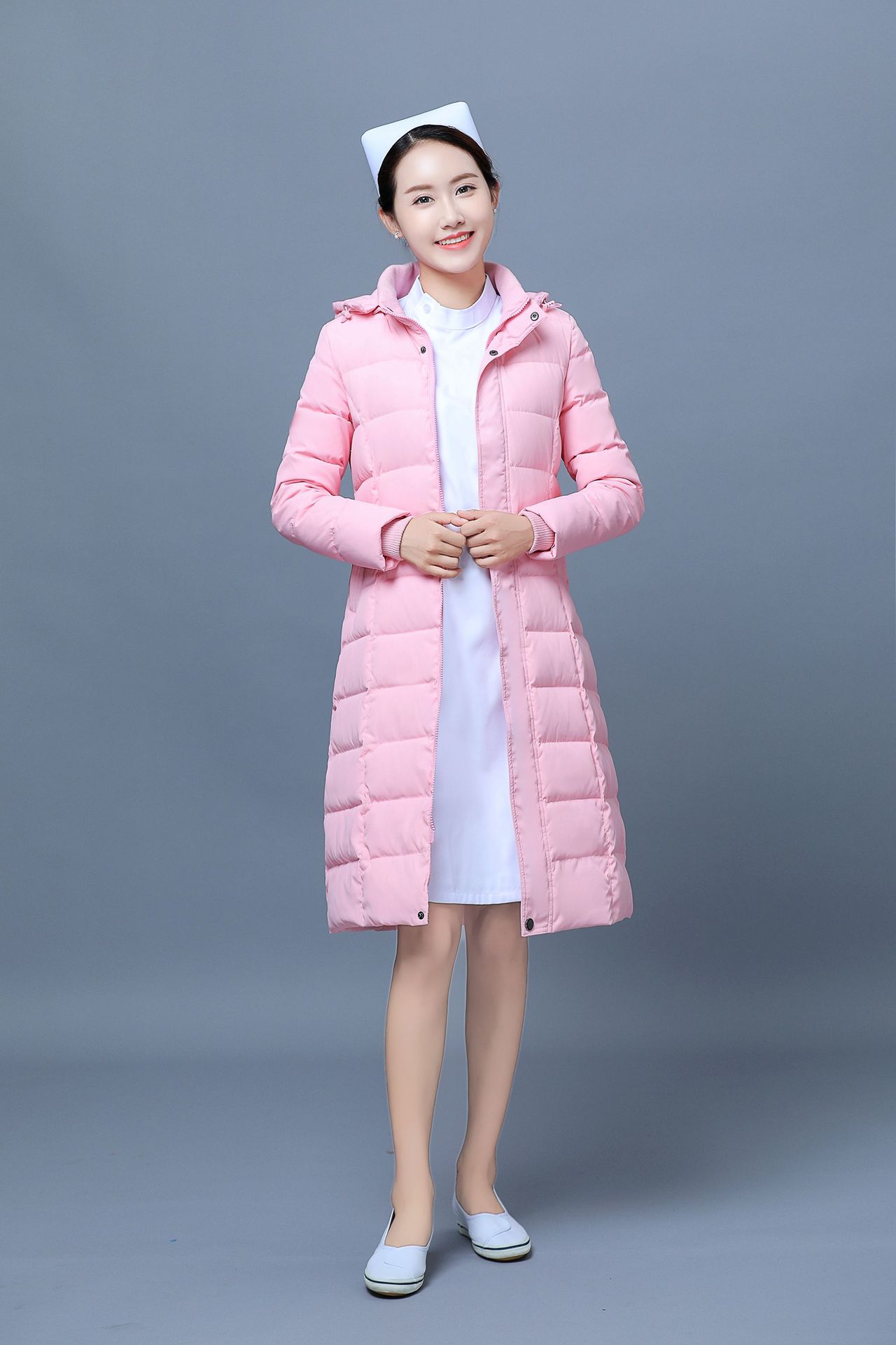 防寒羽绒护士服 冬装长袖医护工作棉袄 医院前台女款工作服定做
