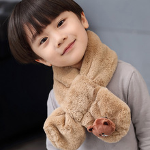 儿童围巾 冬小熊仿兔毛可爱韩版时尚围脖女冬季保暖加厚宝宝脖套
