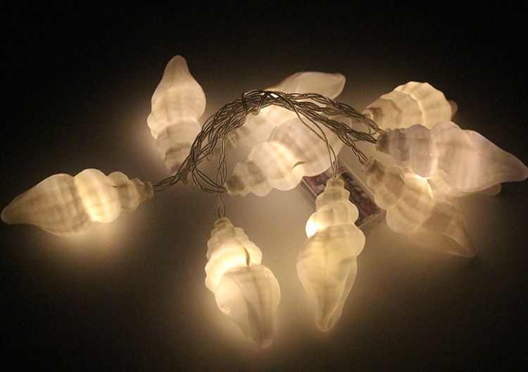 led彩色海螺灯串 10头灯电池灯带 厂家直销圣诞节日海螺彩灯