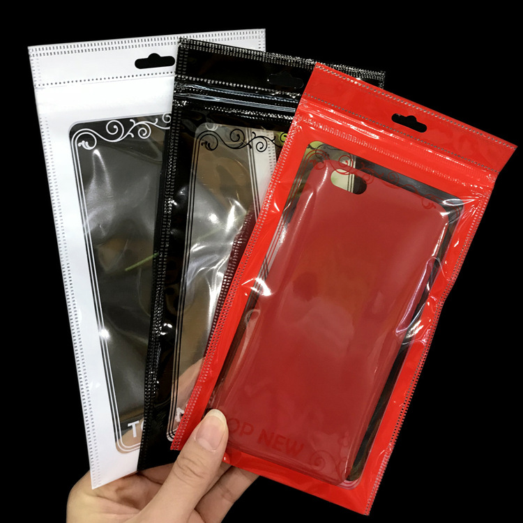 苹果6手机壳包装袋 5.5寸半透明红色塑料复合自封袋子 封口袋现货