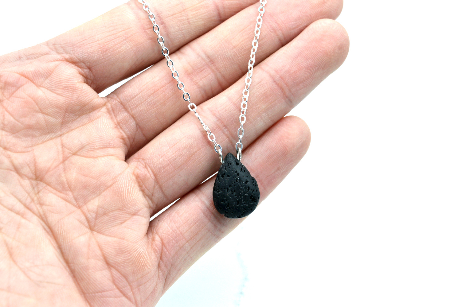 诚招wish分销商欧美简单滴水火山石吊坠项链一件代发批发