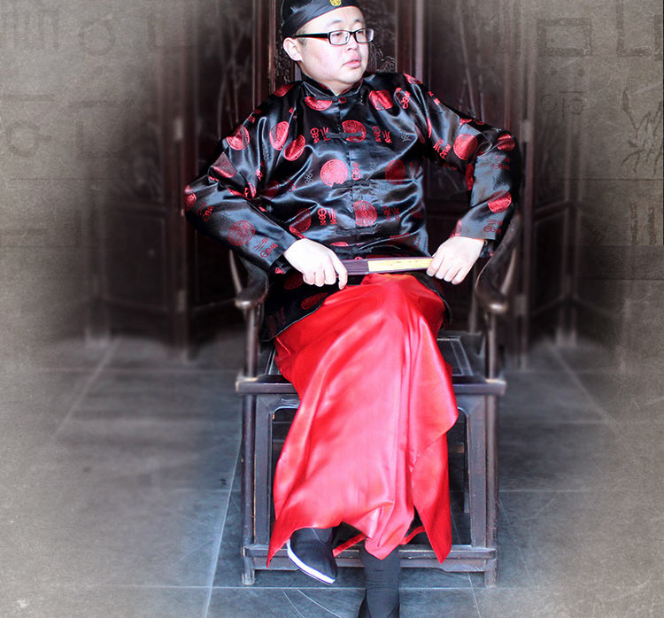 老人唐装寿服秀禾男新郎装地主服装财主马褂老爷古装演出服民国衣