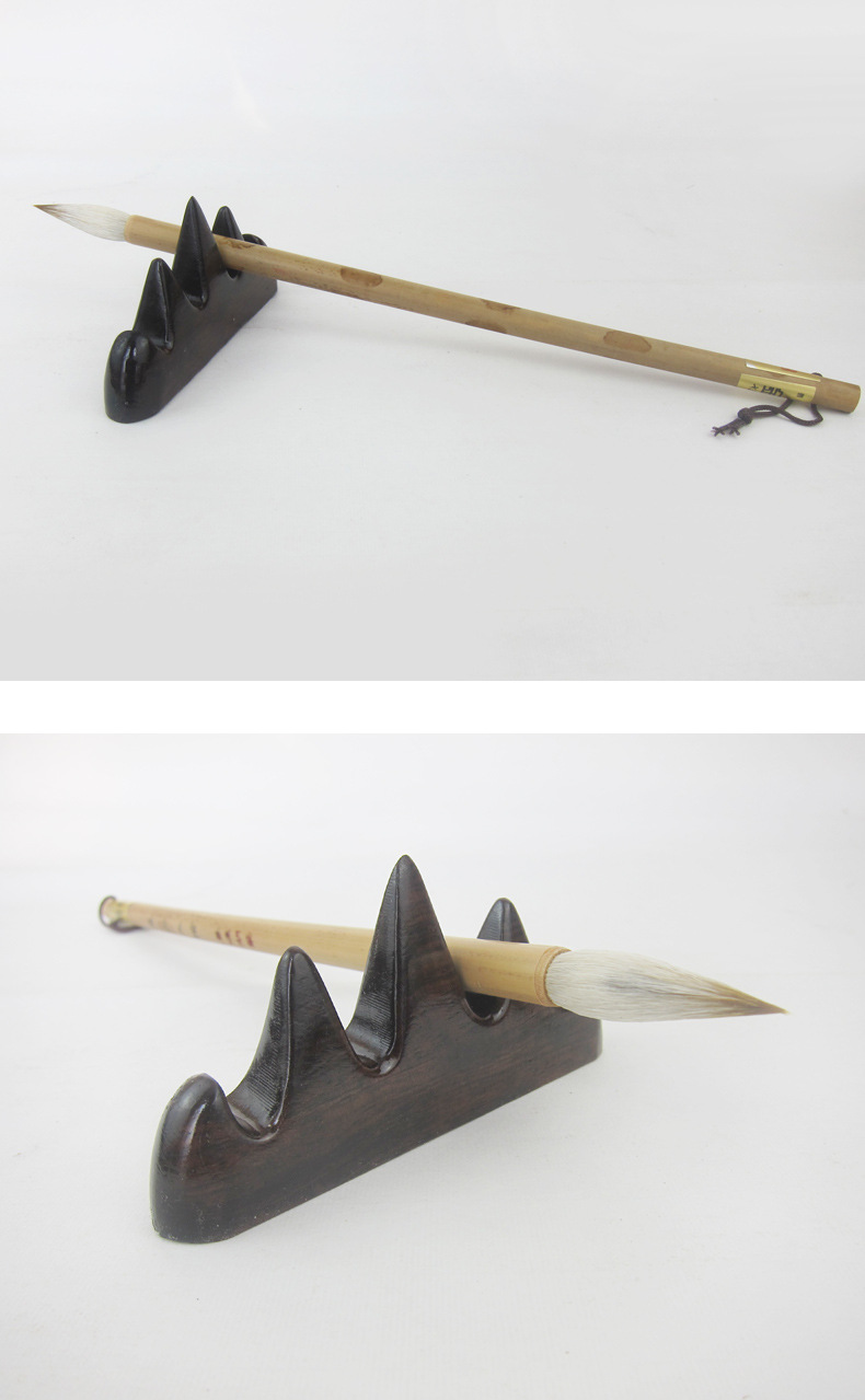 笔架毛笔笔搁实木笔山鸡翅木红木五指山木质批发文房四宝书法用品