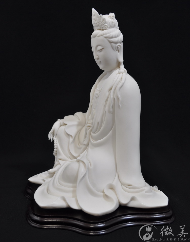 【上美】德化陶瓷10吋静思观音白瓷观音菩萨观音佛像披坐观音