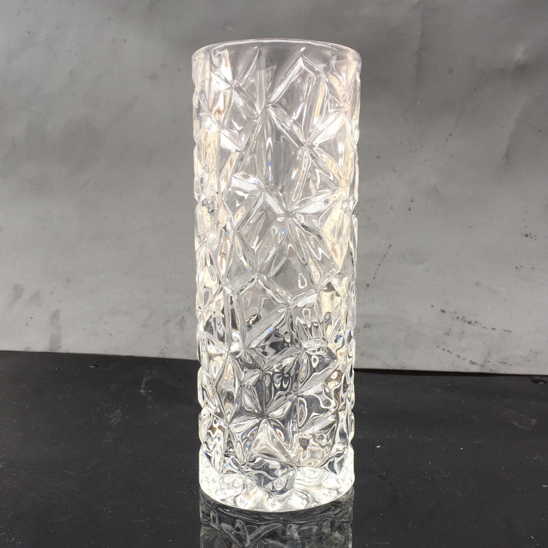 【珀霜】透明玻璃直筒圆柱水晶花瓶装饰品水培插花家居摆件批发