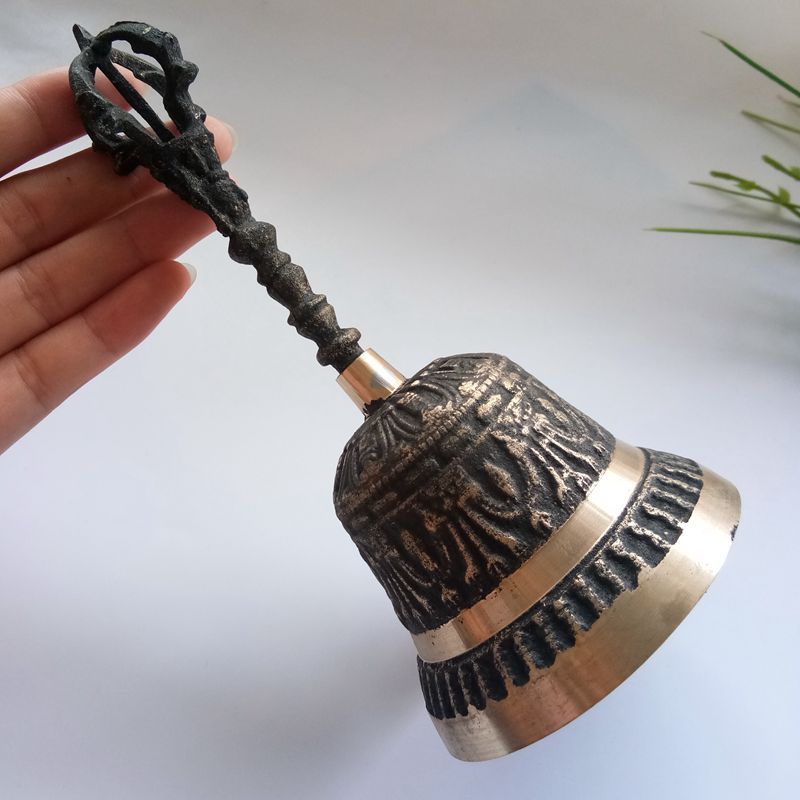 供应密宗道教法器铜摇铃 金刚阴阳铜佛教用品手摇铜铃铛直销