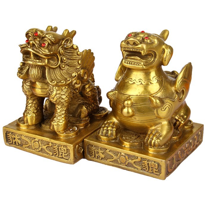 铜貔貅摆件大小号一对铜皮休铜貔貅摆件