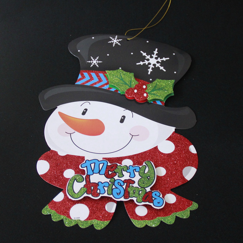 圣诞节酒吧装饰用品道具 圣诞贴画 挂牌圣诞头像雪人花环双面贴画
