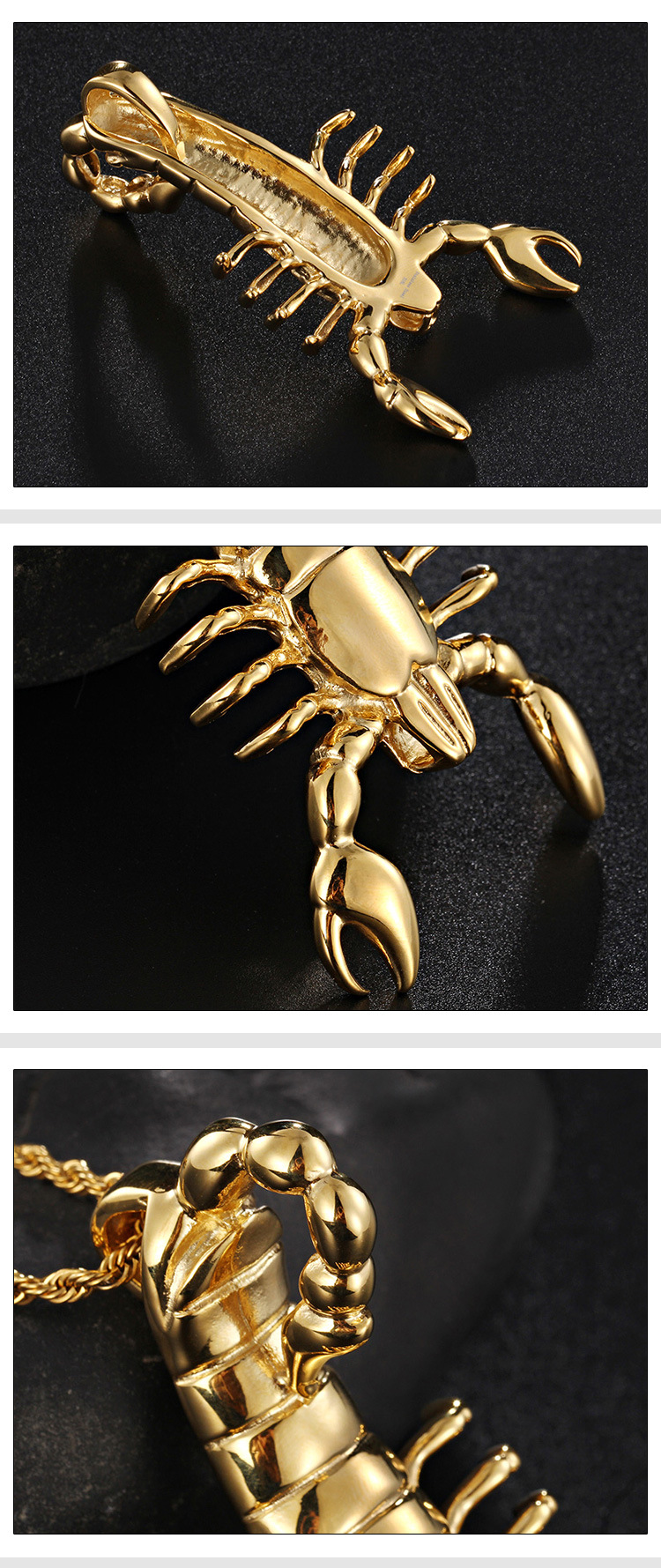 潮男个性时尚摇滚朋克大王蝎子吊坠男士项链金色时尚男款饰品