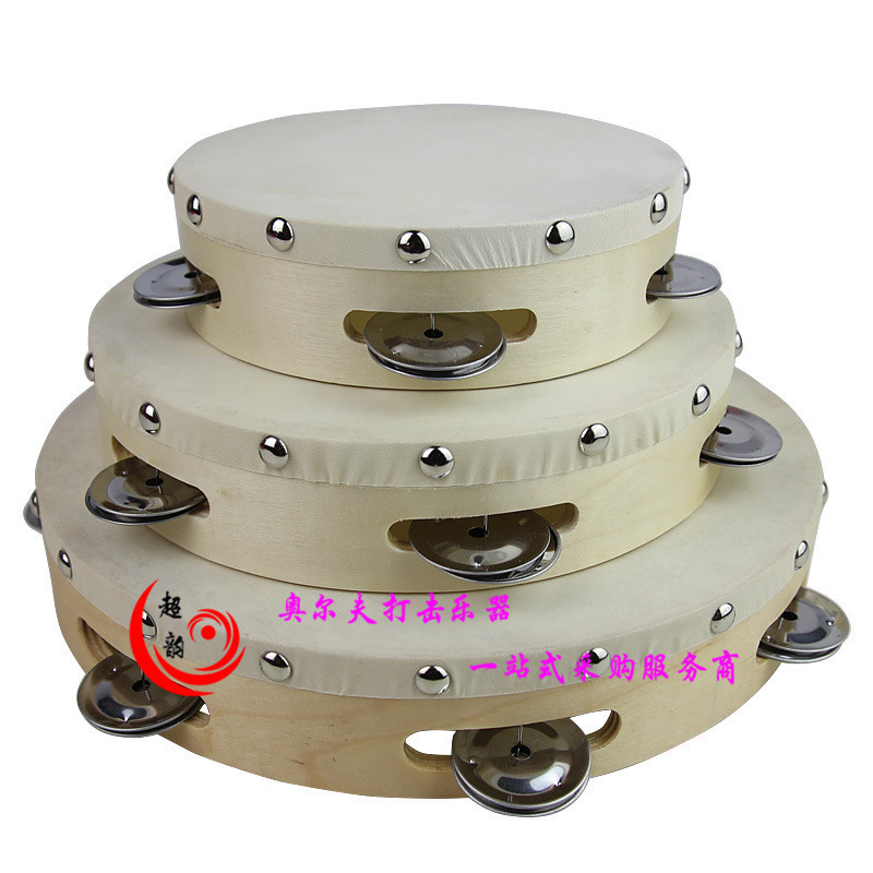 奥尔夫打击乐器儿童早教手摇鼓铃鼓6寸8寸羊皮铃鼓舞蹈表演道具