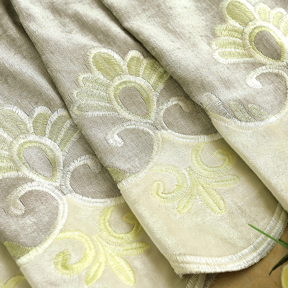 窗帘布料厂直销刺绣雪尼尔绣花半遮光窗帘窗纱欧式客厅窗帘成品