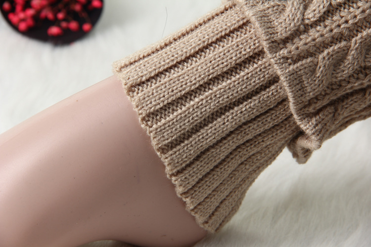 女靴套短款袜套 毛线针织蕾丝边保暖脚套毛线袜套 毛线麻花腿套