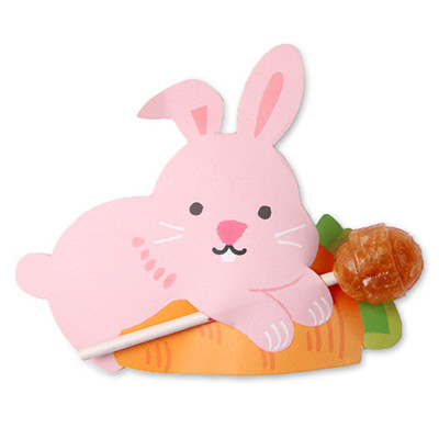 50枚价 卡通粉色小兔子造型棒棒糖装饰纸卡 diy装饰卡片 留言卡