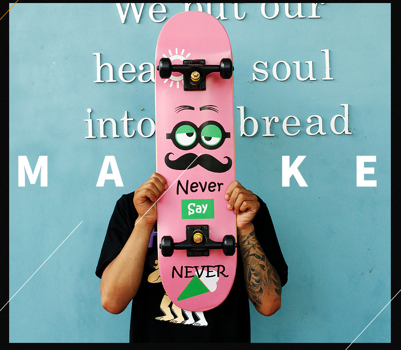 跨境专供skate滑板男女公路刷街双翘动作板青少年初学专用板四轮