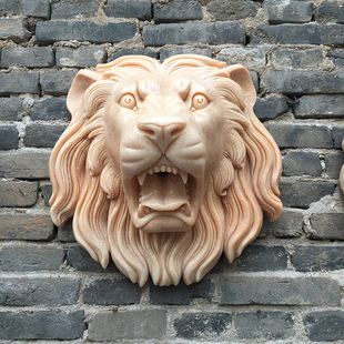 石雕喷水狮子头壁挂装饰墙壁挂件庭院室内大理石镇宅流水喷泉定做