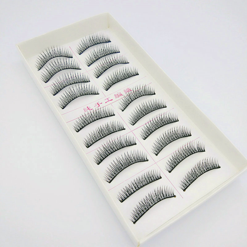 Taiwan Black Stem False Eyelashes Natural Nude Makeup Short Cross 10 Pairs Affordable False Eyelashes 080 Factory Wholesale