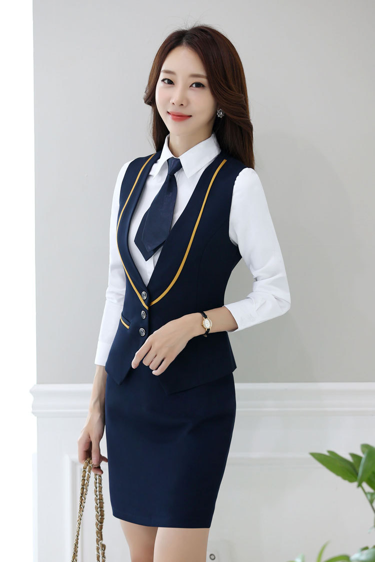 酒红职业装女装套装秋长袖西装修身ktv酒店前台收银员工作服