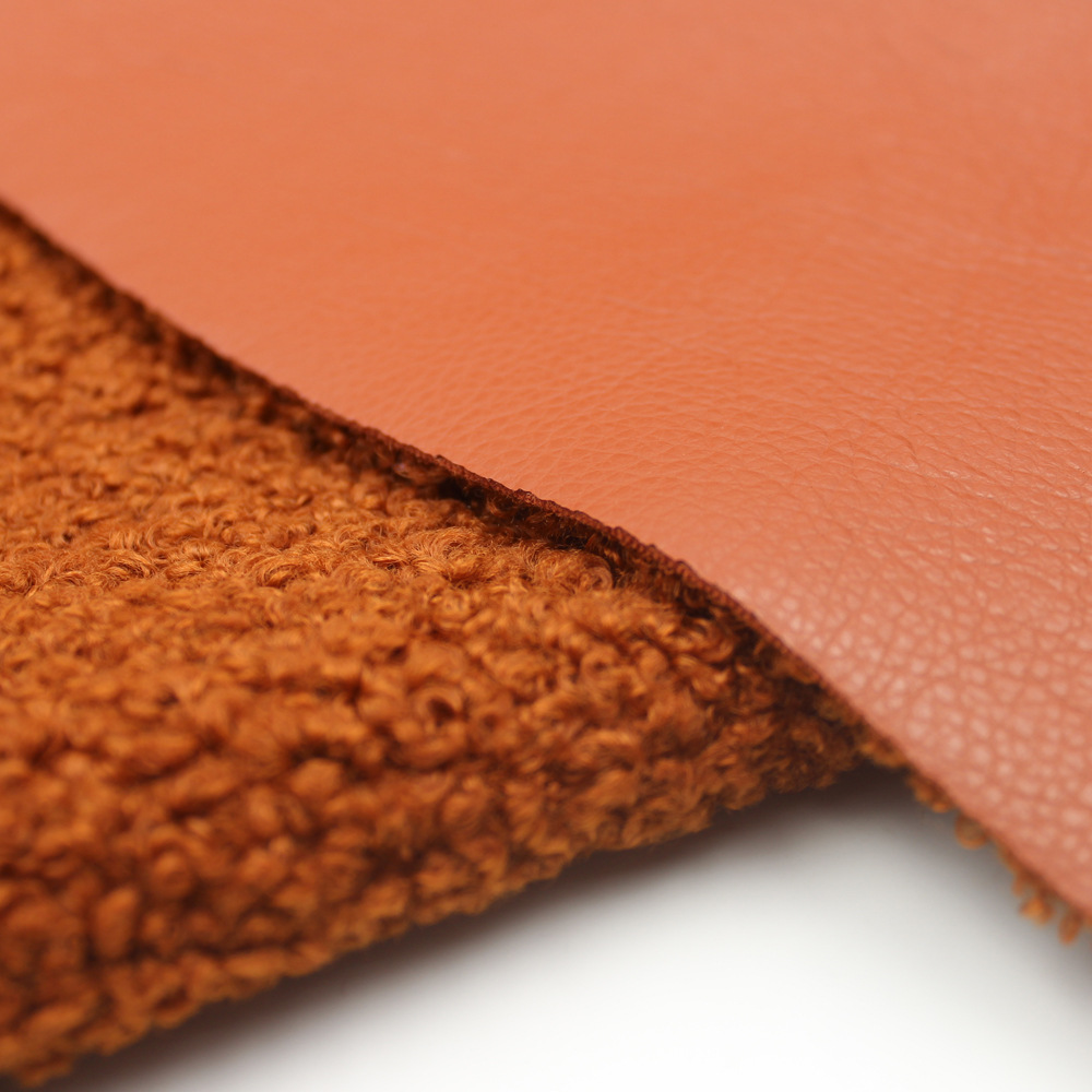 大象皮复合泰迪绒皮革面料 皮大衣皮帽pu皮革面料