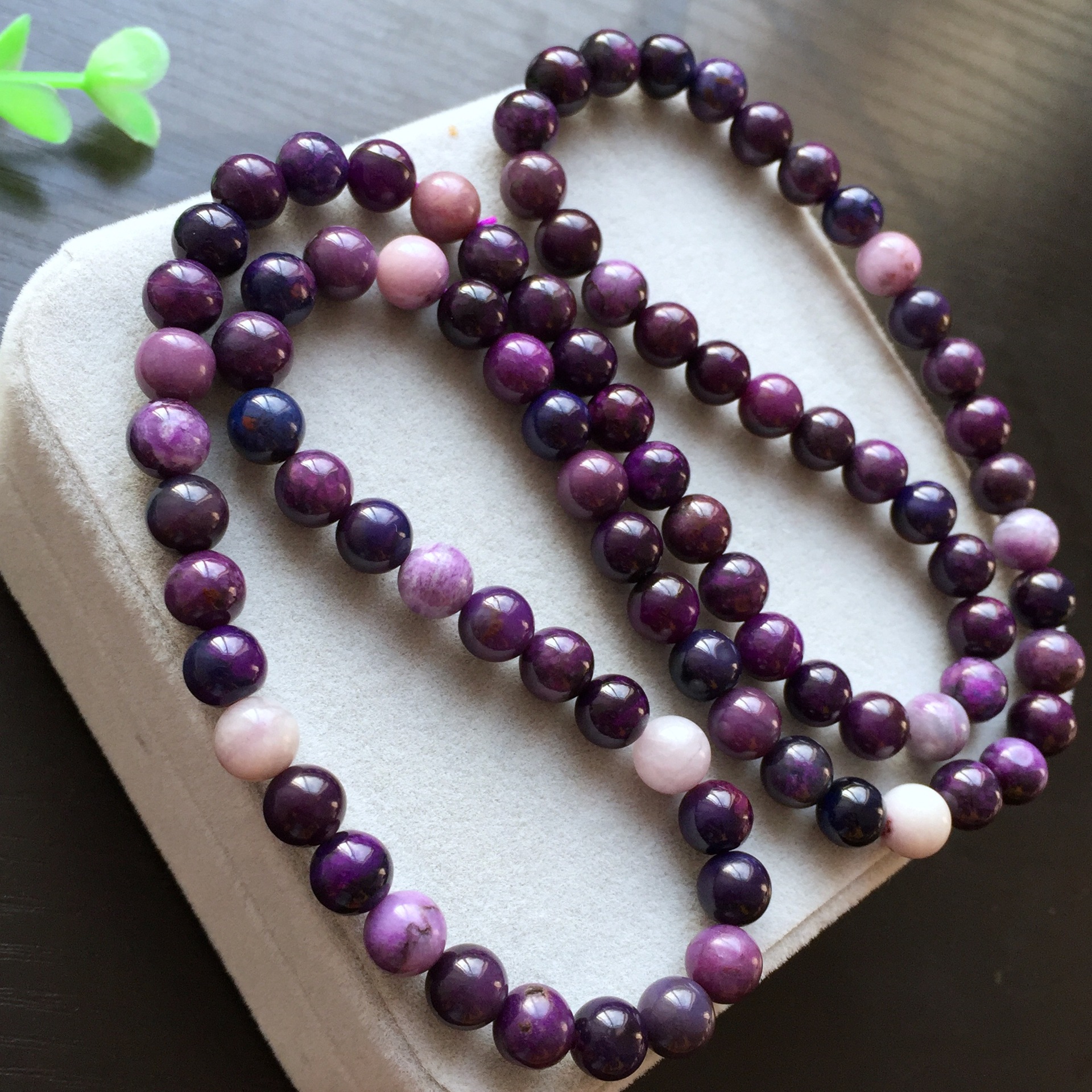 舒俱来手链三圈 天然苏纪石佛珠 皇家紫 南非国石 女式手饰