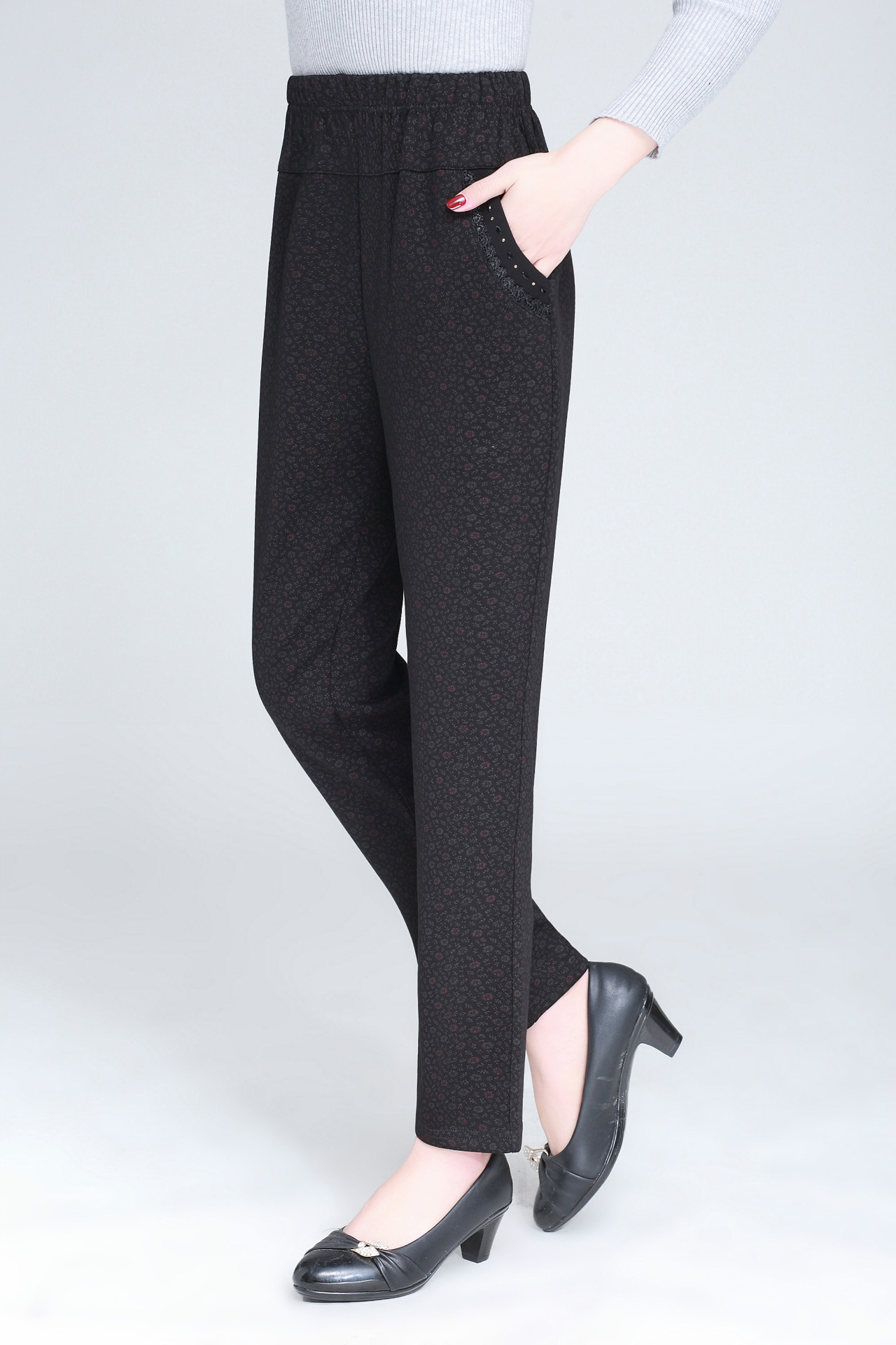 春秋款中老年女裤莫代尔棉大码休闲裤子妈妈装直筒长裤奶奶裤子女