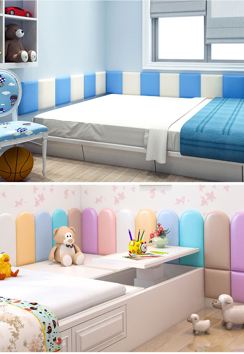 儿童防撞软包背景墙 卧室床头皮雕墙贴垫幼儿园墙面背景墙软包