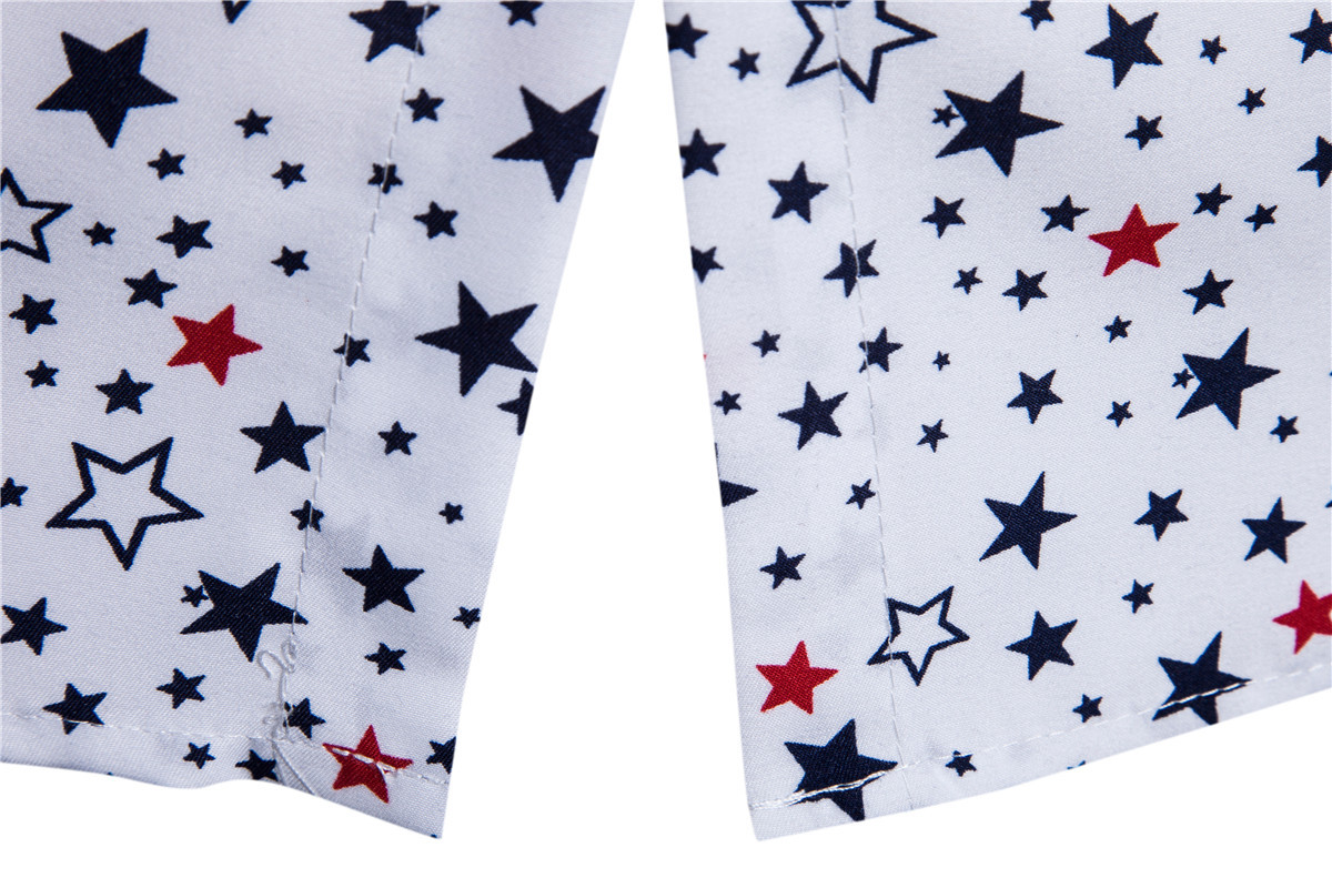 17年新款欧码跨境电商男士长袖衬衫数码五角星印花长袖衬衫 c708