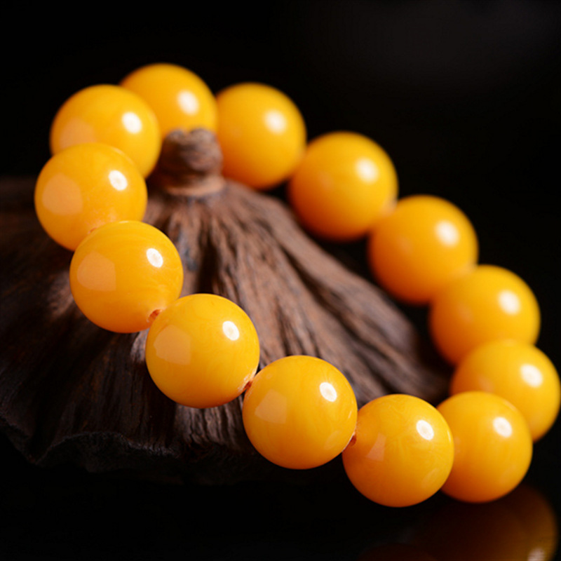 厂家直销 二代蜜蜡鸡油黄 手串跑江湖款支持一件代发琥珀批发