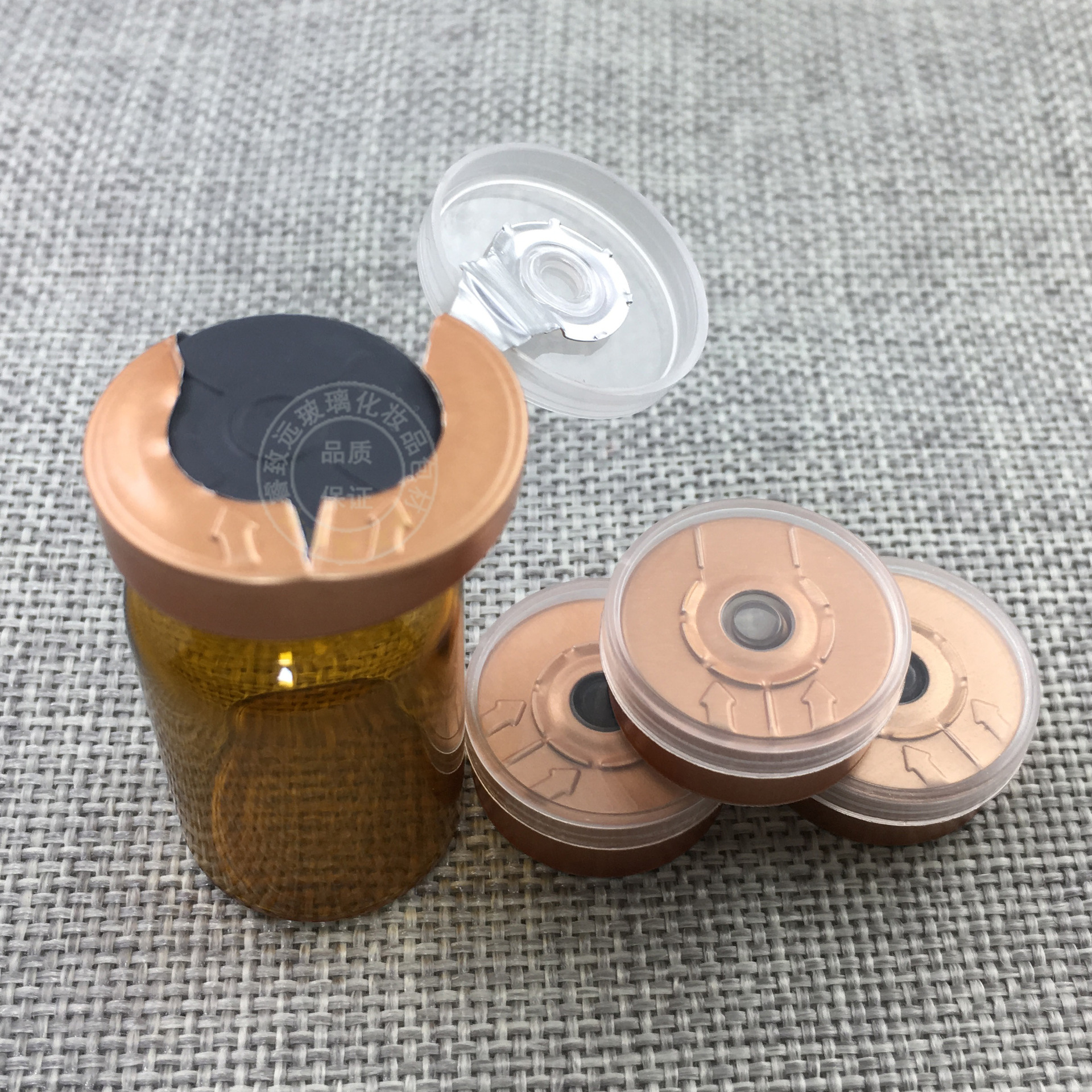 现货供应20mm卡口西林瓶专用铝塑组合盖,蓝定位磨砂盖,全撕开盖