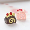 10 Old resin Pink coffee Sushi Glue Jewelry parts manual Jewelry Cake Ear Studs Pendant Pendant