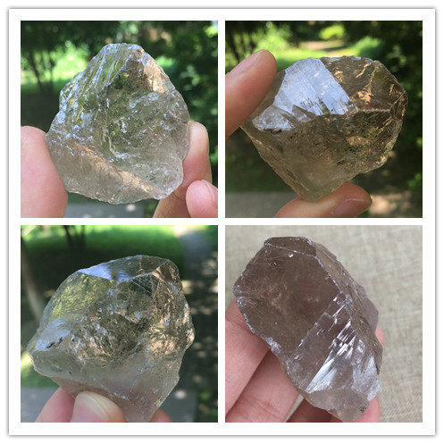 安居珠宝水晶天然 透体烟水晶原石带发晶