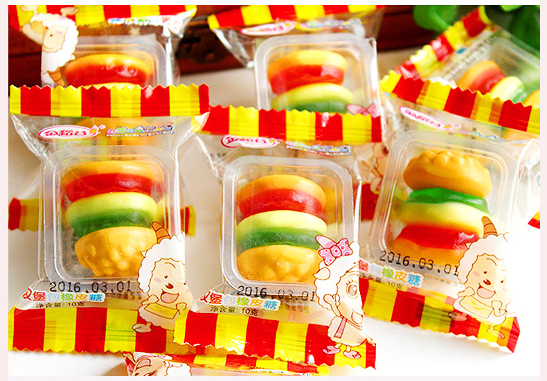10g超级飞侠汉堡软糖 多口味糖果创意造型糖果 休闲零食