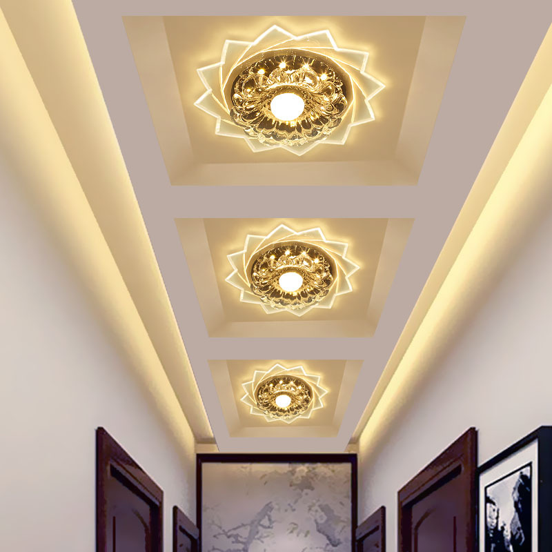 新款简约led水晶过道灯客厅走廊灯创意玄关门厅入户灯天花吸顶灯