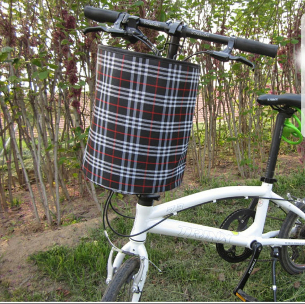 厂家无网圆形布蓝布框挂篮车筐折叠篮子自行车配件骑行用品