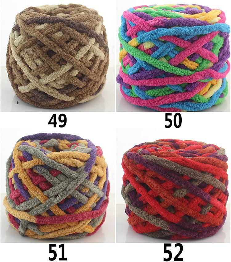 厂家批发多彩冰条线 手工钩针线钩鞋线毛衣线粗单股冰条毛线热卖