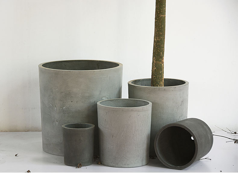 佳源花盆圆形圆柱体超大水泥花盆现代欧式简约风格园林景观镁泥