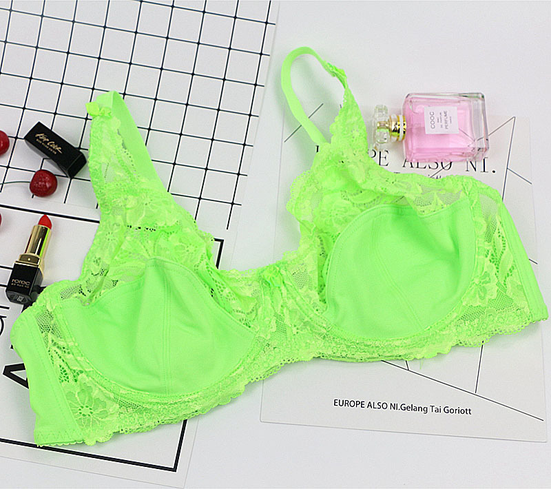 外贸蕾丝文胸 大码超薄内衣文胸调整型胸罩女士透明透气 跨境爆款