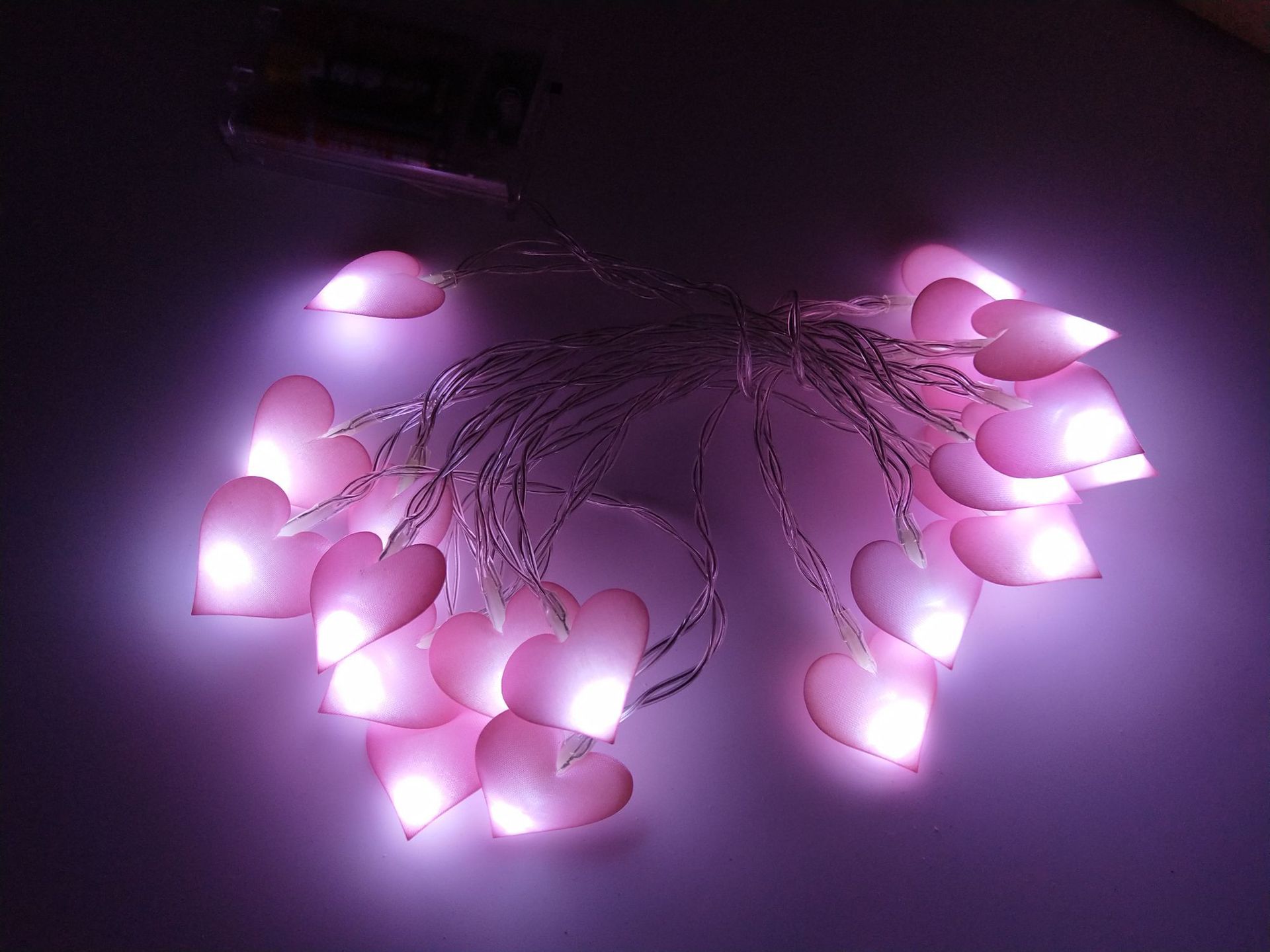 韩风布艺桃心串灯led爱心灯串房间装饰闪灯少女心拍摄道具电池灯