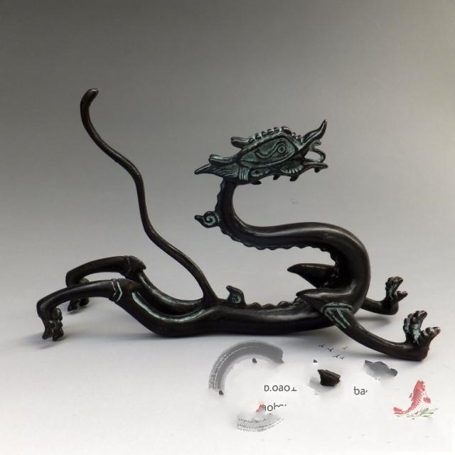 仿古青铜器纯铜龙摆件龙笔架书房用品装饰工艺礼品古玩收藏品