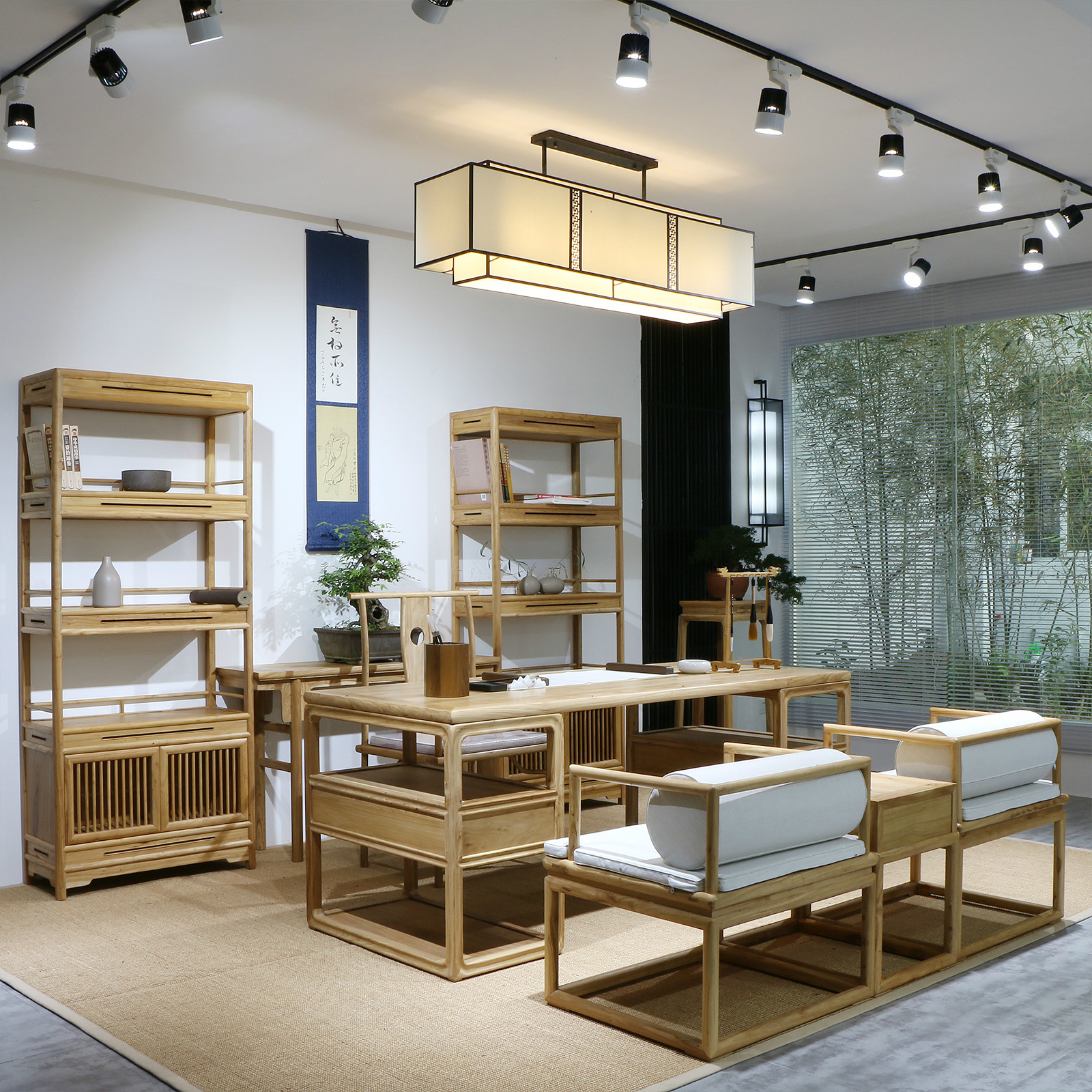 古木斋新中式黑胡桃书桌老榆木禅意办公桌实木原木书法桌书房画案