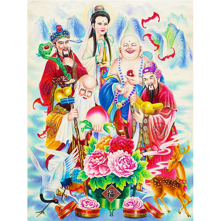 diy钻石画 福禄寿财新款年画 满钻全贴 客厅钻石绣 厂家直销