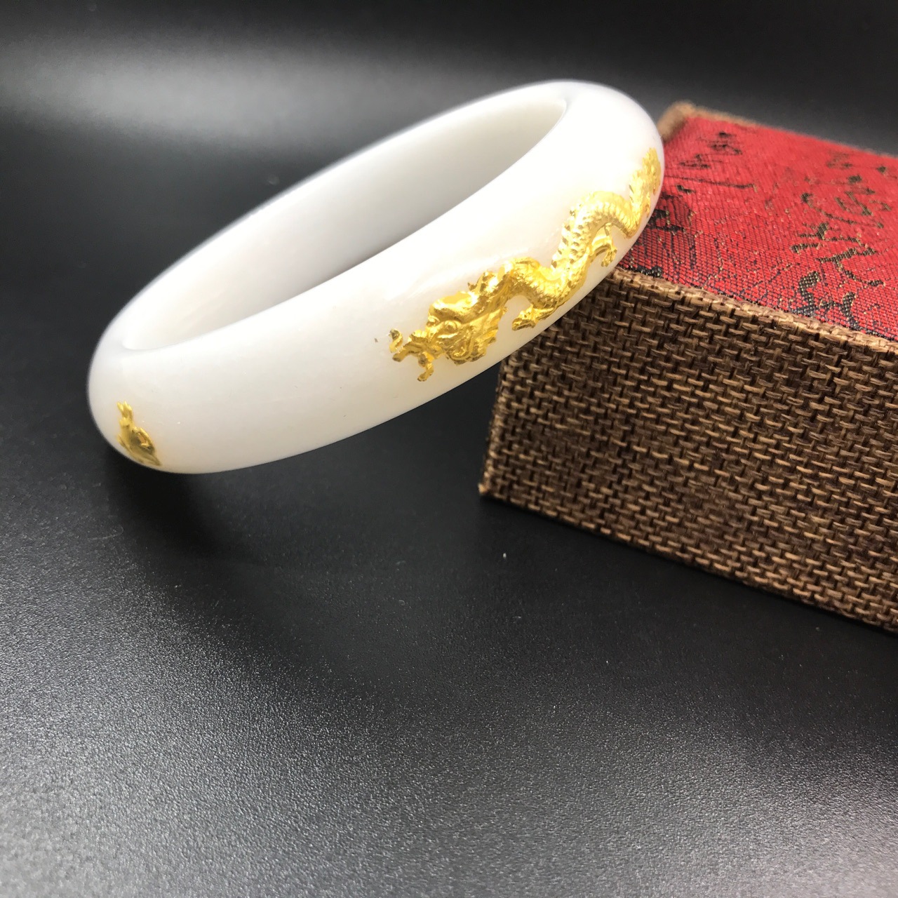 金镶玉黄金手镯 99足金龙凤戏珠玉手镯 旅游区保健会销送礼礼品