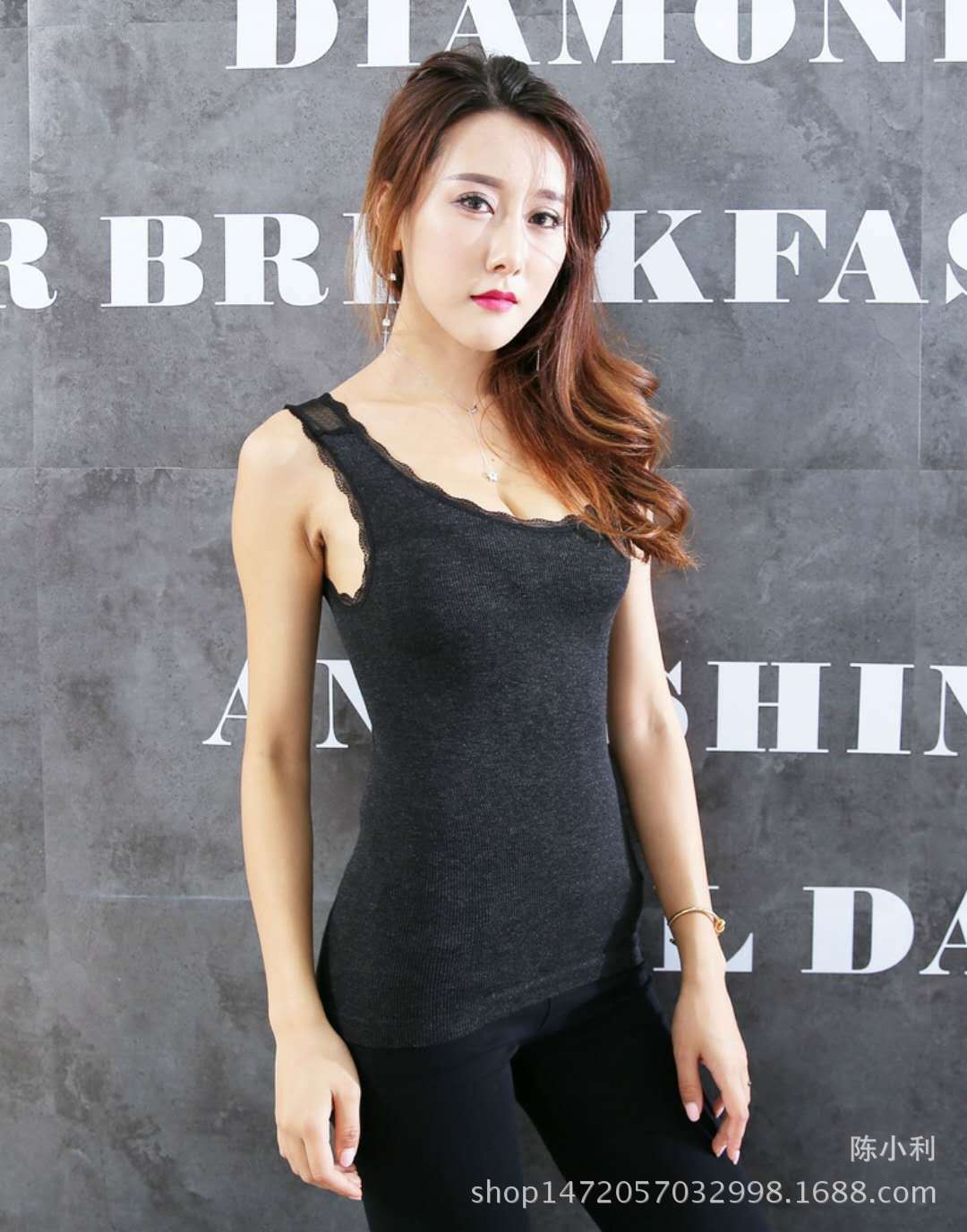 女士无缝美体美背无痕保暖塑身弹力聚拢罗纹打底薄款内衣女神背心