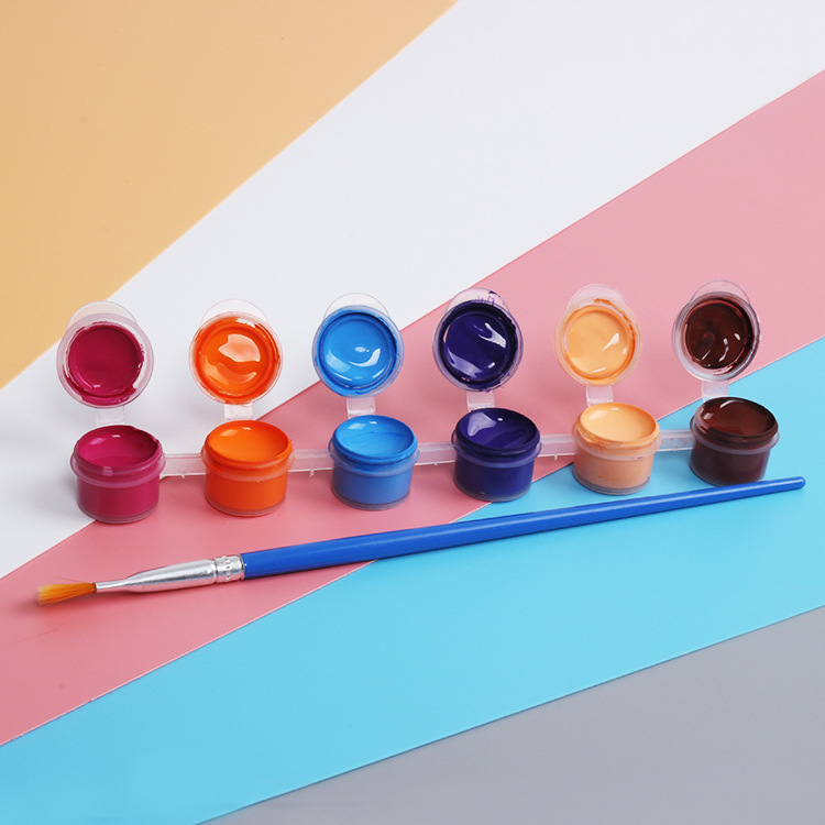 厂家促销搪胶6色连体丙烯颜料环保儿童diy摔不坏陶瓷石膏面具涂鸦