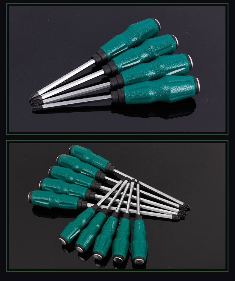 【厂家供应】绿柄络钒钢一字十字穿心螺丝刀 穿心改锥 敲击螺丝刀
